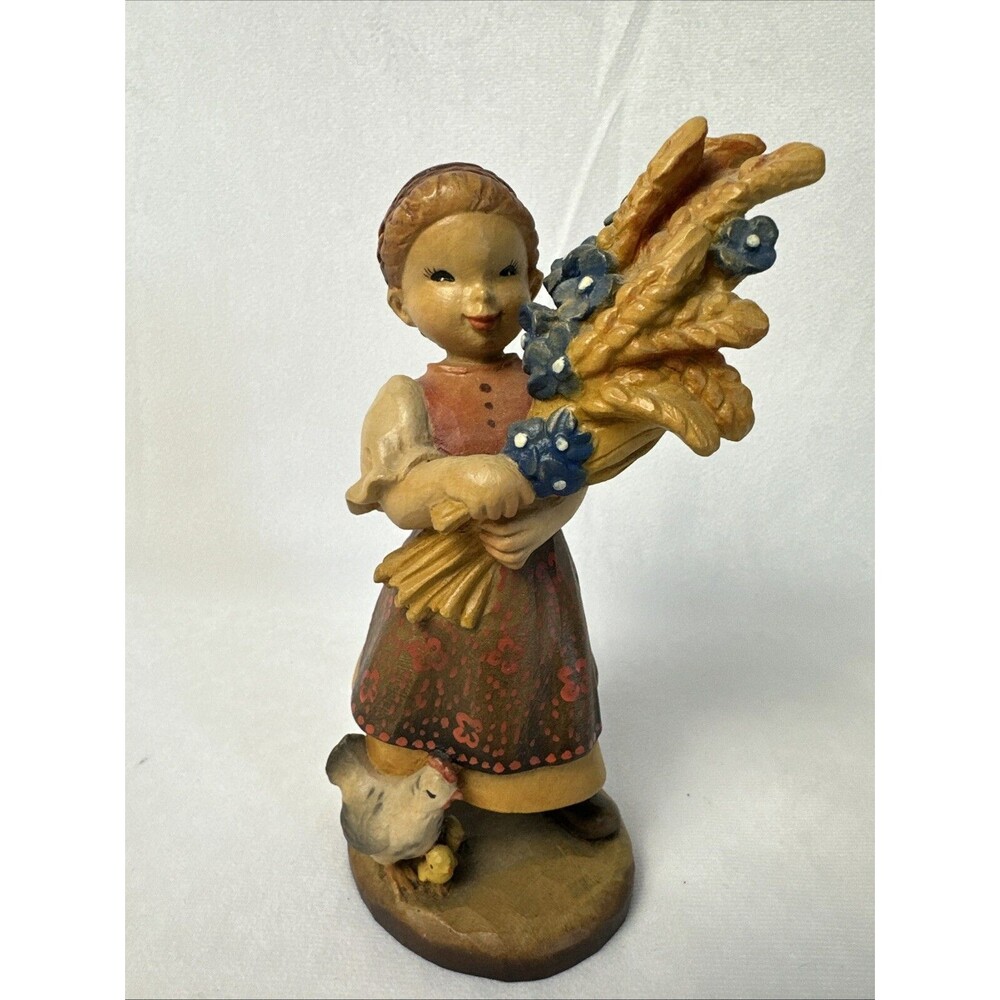 Anri Golden Sheaves Carved Wood Figurine Made In Italy #293/2250 No Box